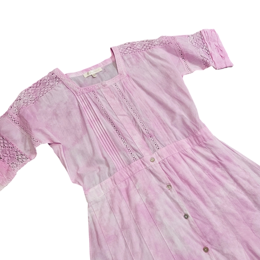 LOVESHACKFANCY Edie Tie Dye Midi Dress in Peony Pink Small NWT - Picture 8 of 9